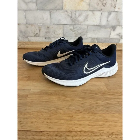 Nike Downshifter 11 Running Shoes Mens 12 Navy Blue White CW3411-402 Sneakers - Picture 2 of 7